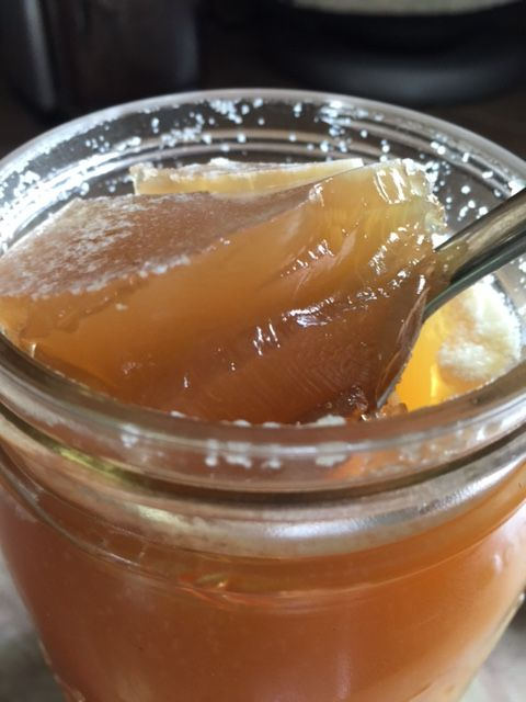 Spoonful of collagen-rich bone broth jelly